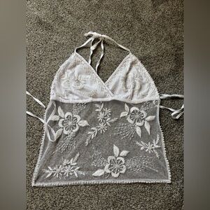 Y2K Backless Beaded Halter Top